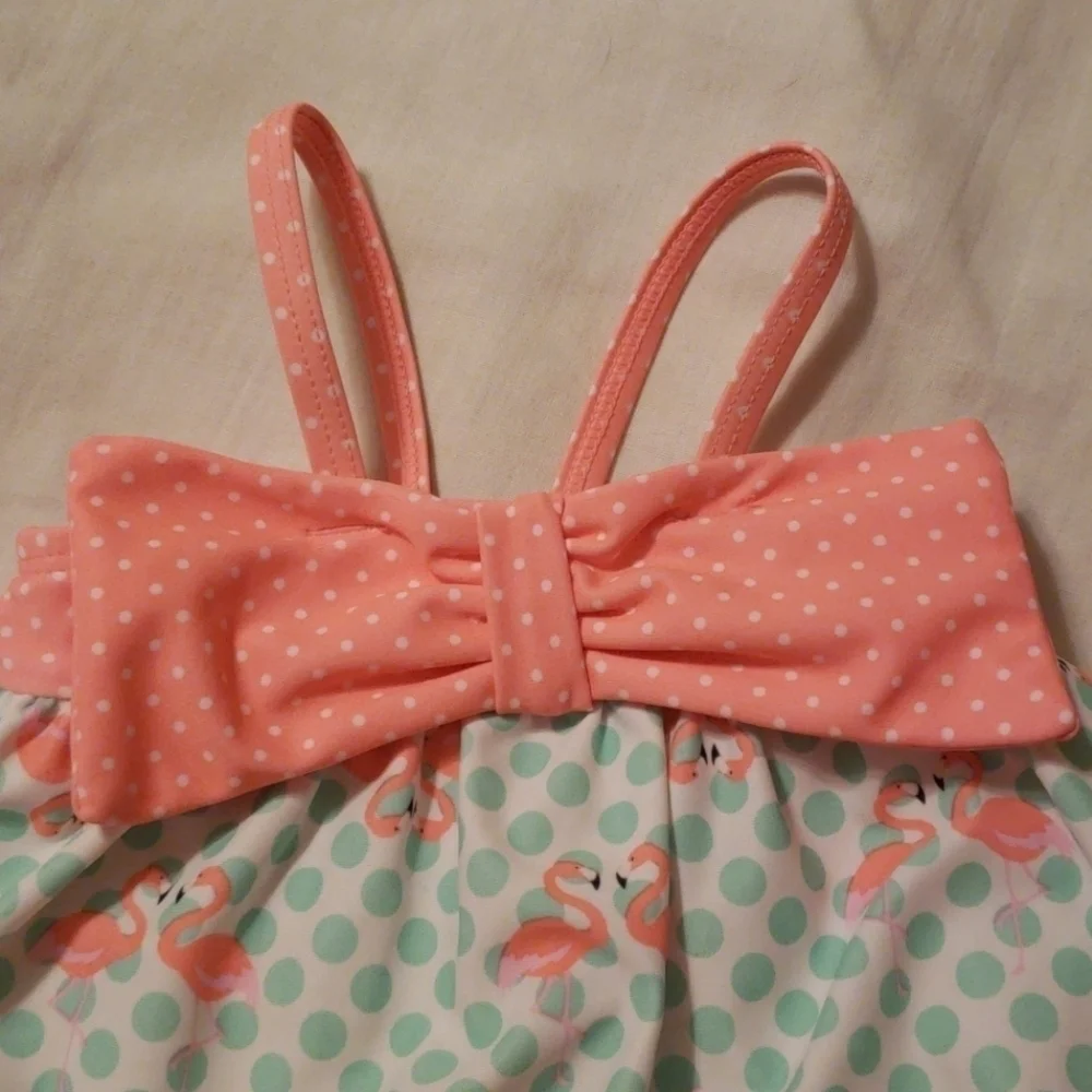 Adorable Flamingo Polka Dot Swimsuit - Picture 4 of 9